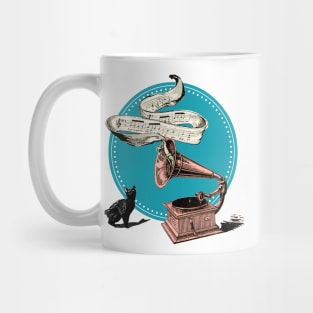 The Cat and the Song (Blue Circle) Mug